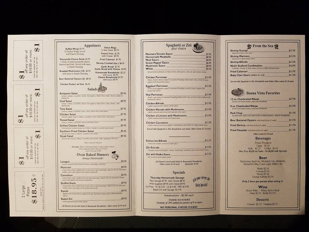 Nicks Italian Kitchen | restaurant | 1314 Magnolia Ave, Buena Vista, VA 24416, USA | 5402617992 OR +1 540-261-7992