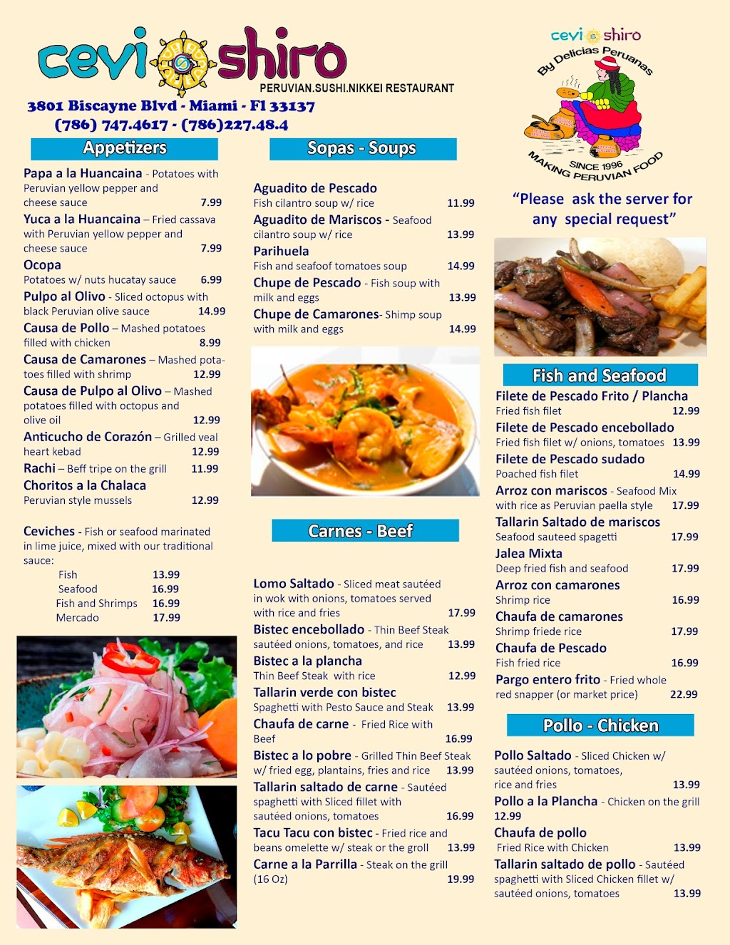 CEVISHIRO Peruvian Food - By Delicias Peruanas | restaurant | 3801 Biscayne Blvd, Miami, FL 33137, USA | 7862274804 OR +1 786-227-4804