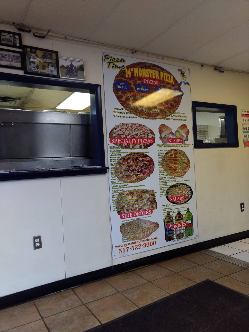 Grass Lake Pizza Time | restaurant | 131 N Lake St # 3, Grass Lake, MI 49240, USA | 5175223900 OR +1 517-522-3900