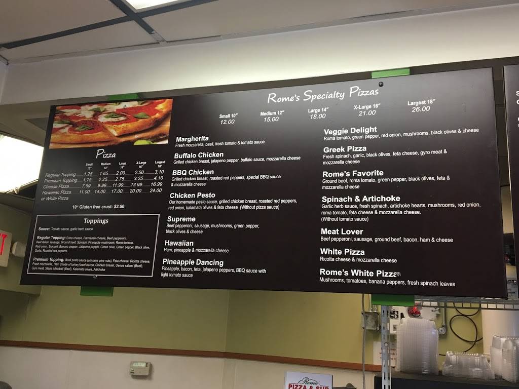 Rome Pizza & Sub | restaurant | 5000 Wisconsin Ave NW, Washington, DC 20016, USA | 2022441414 OR +1 202-244-1414