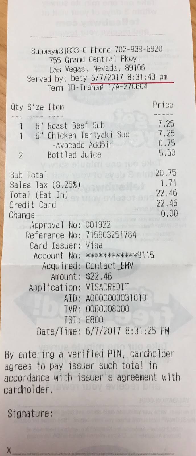 Subway | restaurant | 755 S Grand Central Pkwy Suite 1480, Las Vegas, NV 89106, USA | 7029396920 OR +1 702-939-6920