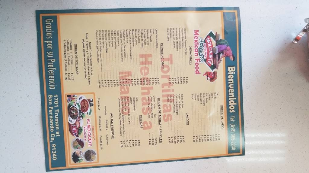 Molcajete Restaurant Authentic Mexican Food | restaurant | 1701 Truman St, San Fernando, CA 91340, USA | 8183652230 OR +1 818-365-2230