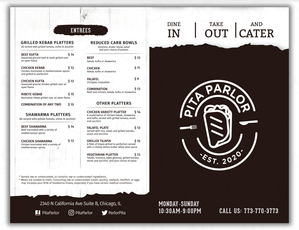 Pita Parlor | restaurant | 2340 N California Ave Suite B, Chicago, IL 60647, USA | 7737703773 OR +1 773-770-3773