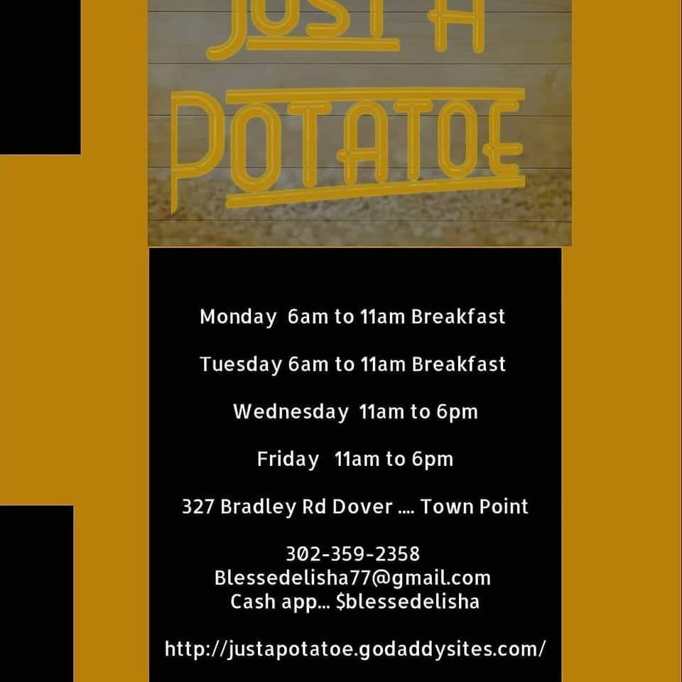 Just A Potato | restaurant | 327 Bradley Rd, Dover, DE 19901, USA | 3023592358 OR +1 302-359-2358