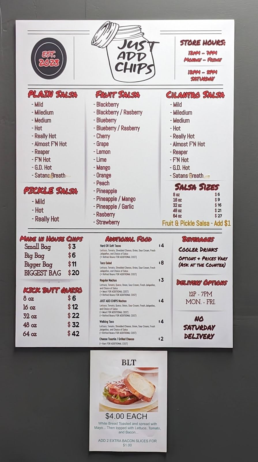 JUST ADD CHIPS | restaurant | 122 S Jefferson St, Ossian, IN 46777, USA | 2607054910 OR +1 260-705-4910