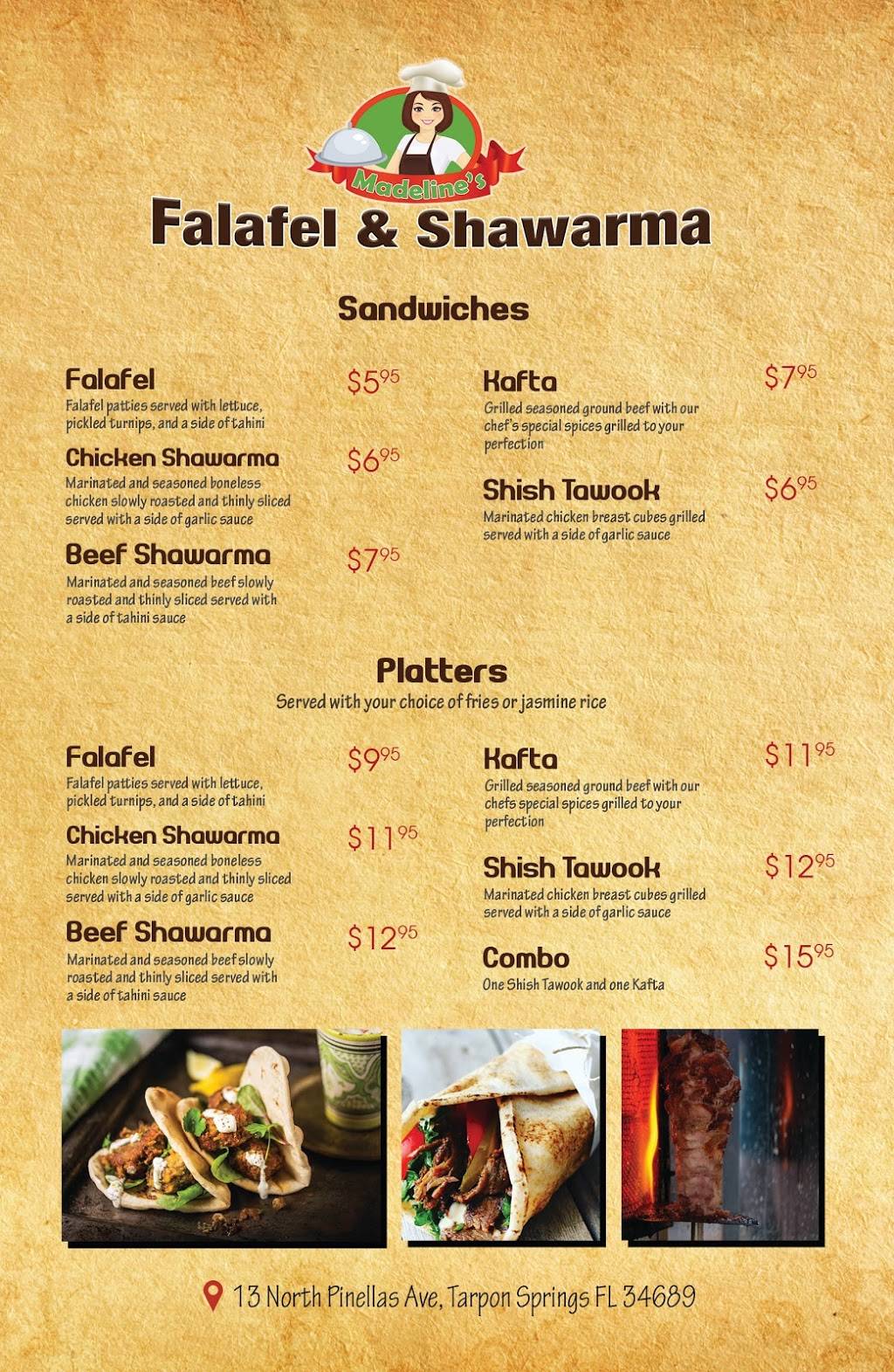 Madelines Falafel & Shawarma | meal takeaway | 13 N Pinellas Ave, Tarpon Springs, FL 34689, USA | 7279403007 OR +1 727-940-3007