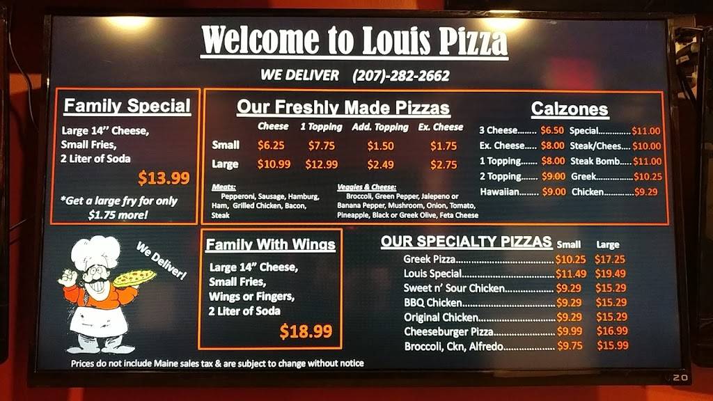 LOUIS PIZZA INC | meal delivery | 52 Franklin St, Biddeford, ME 04005, USA | 2072822662 OR +1 207-282-2662