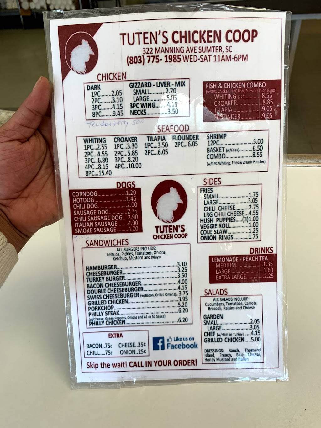 Tutens Chicken Coop | restaurant | 322 Manning Ave, Sumter, SC 29150, USA | 8037751985 OR +1 803-775-1985