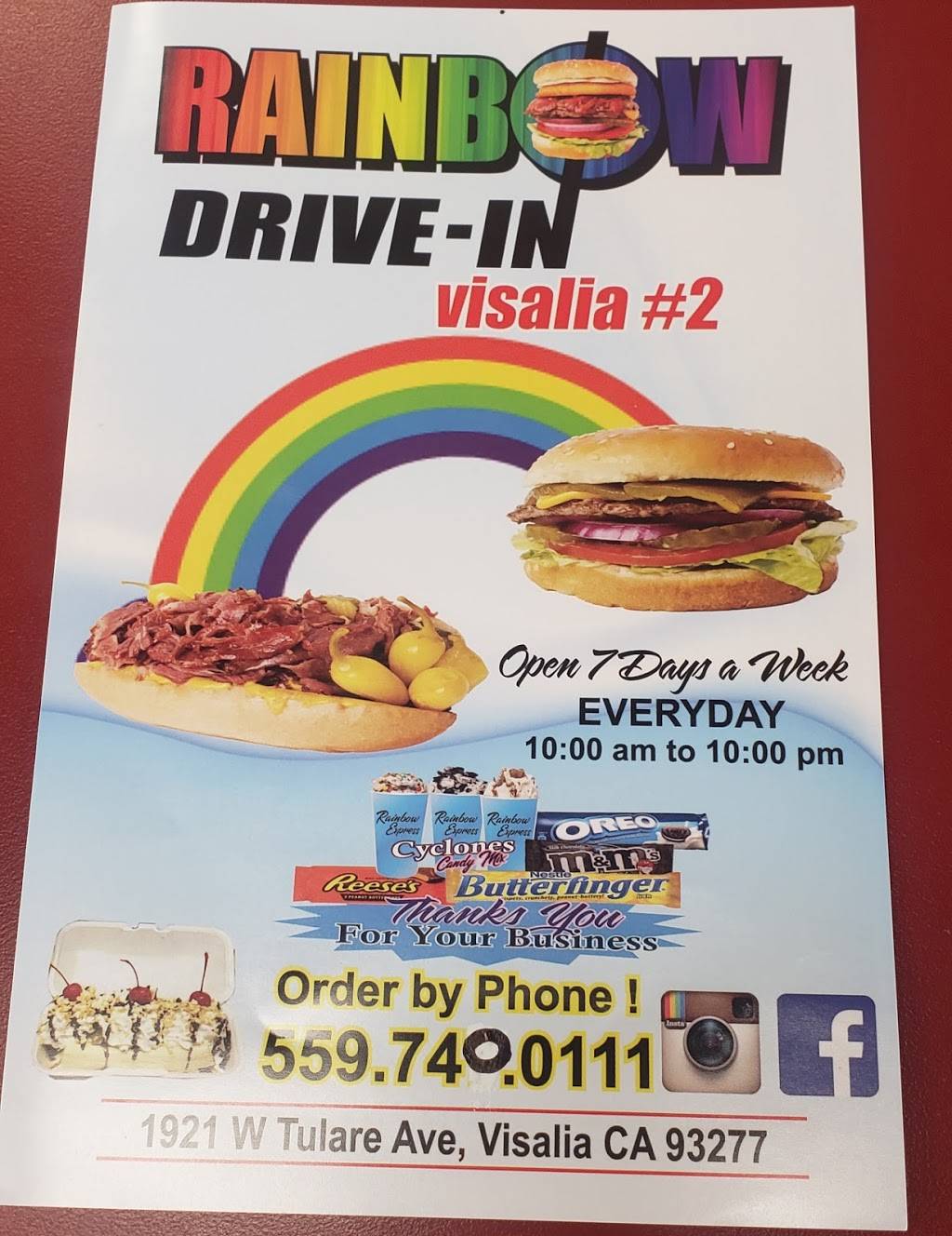 Rainbow drive in #2 | restaurant | 1921 W Tulare Ave, Visalia, CA 93277, USA | 5597400111 OR +1 559-740-0111