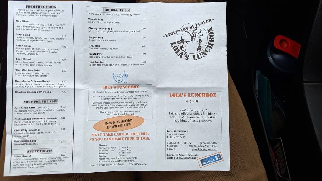 Lolas Lunchbox | restaurant | 396 N Lake St, Phillips, WI 54555, USA | 7156613990 OR +1 715-661-3990