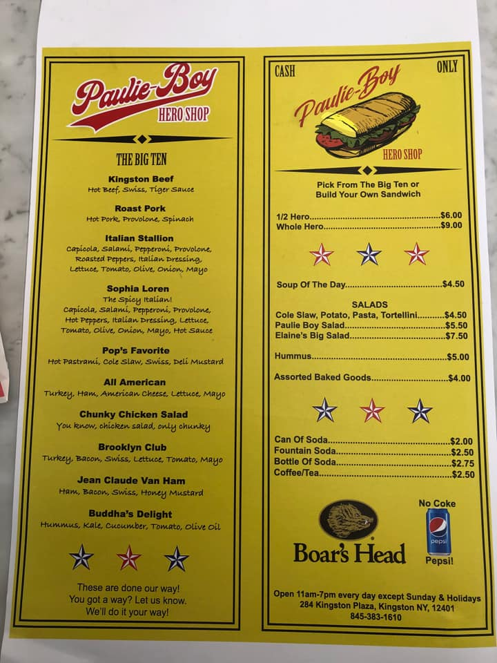 Paulie Boy Hero shop | restaurant | 248 Plaza Rd, Kingston, NY 12401, USA | 8453831610 OR +1 845-383-1610
