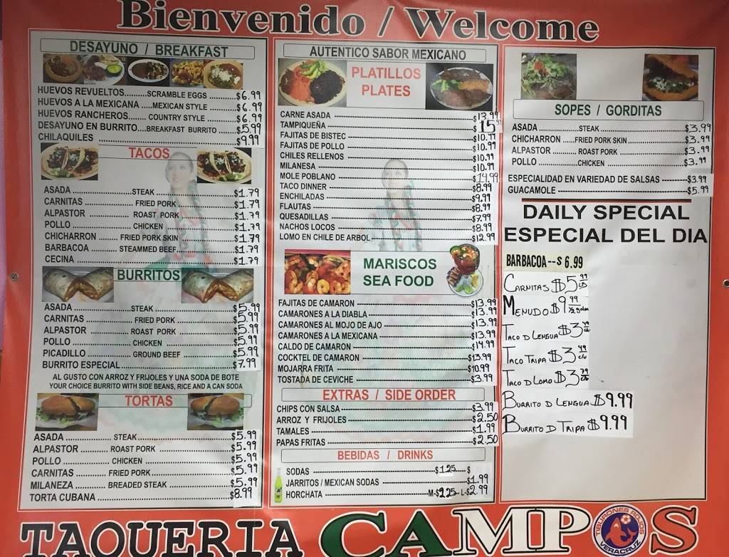 Carniceria Y Taqueria Campos | restaurant | 107 N 1st St, Cary, IL 60013, USA | 8474625810 OR +1 847-462-5810