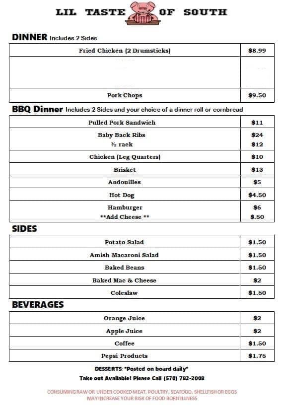 Lil Taste Of South | restaurant | 253 Jackson St, New Milford, PA 18834, USA | 5707822008 OR +1 570-782-2008