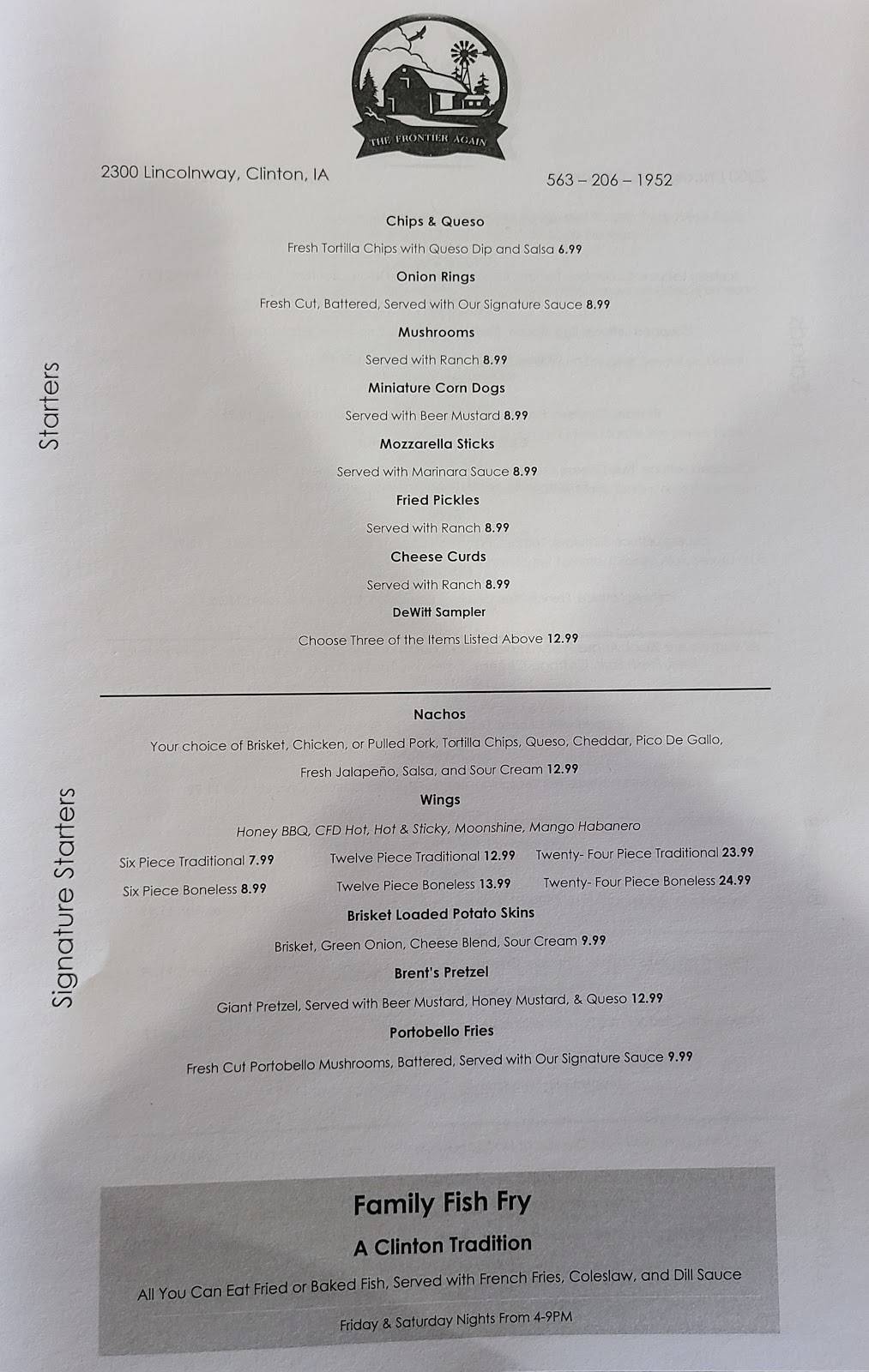 The Frontier Again | restaurant | 2300 Lincoln Way, Clinton, IA 52732, USA | 5632061952 OR +1 563-206-1952