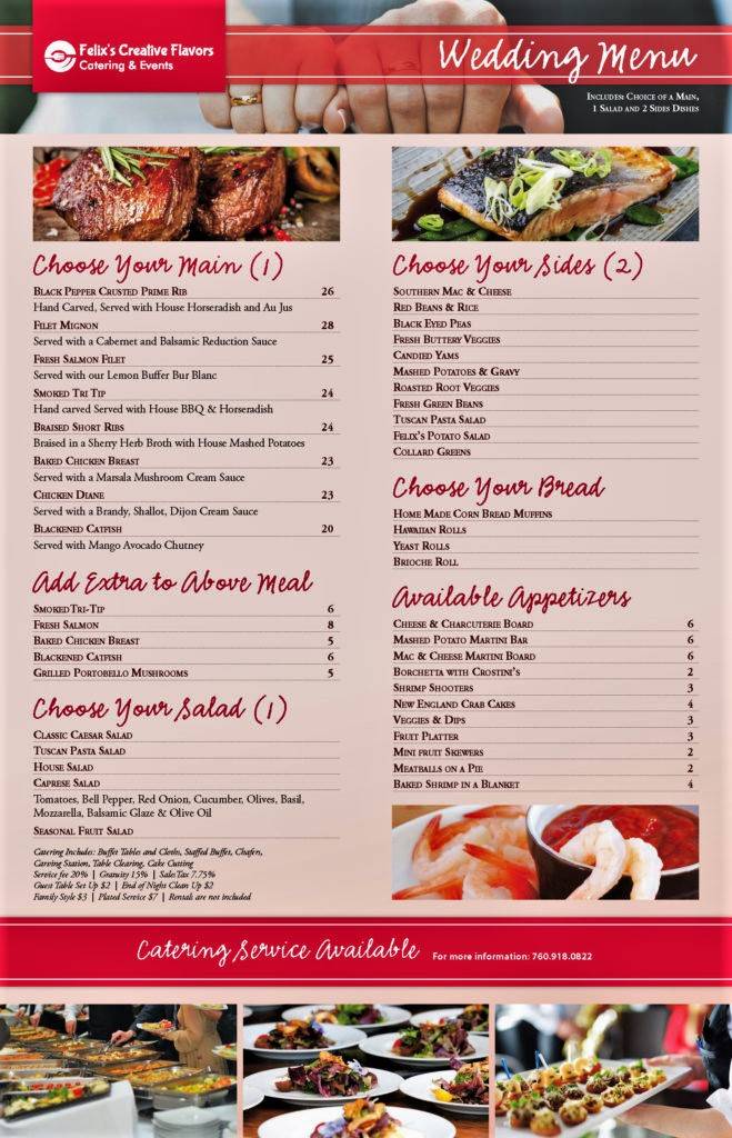 Felixs Creative Flavors Catering | meal takeaway | 5671 Palmer Way Ste C, Carlsbad, CA 92010, USA | 7609180822 OR +1 760-918-0822