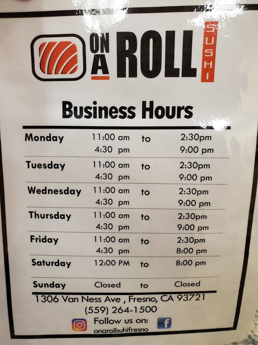 On A Roll Sushi | restaurant | 1306 Van Ness Ave, Fresno, CA 93721, USA | 5592641500 OR +1 559-264-1500