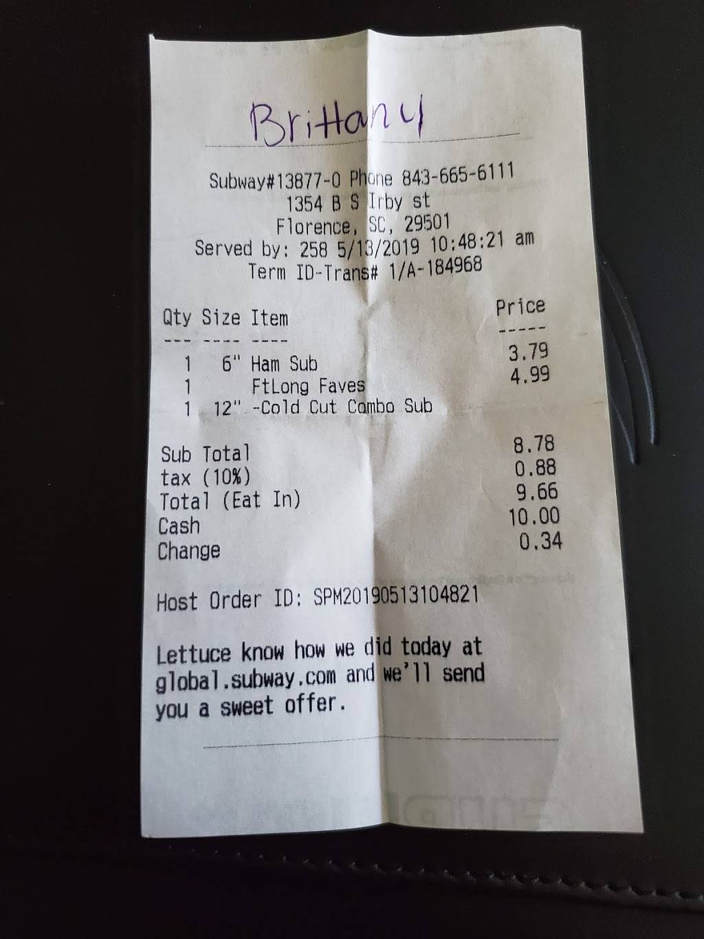 Subway | restaurant | 1354 S Irby St, Florence, SC 29505, USA | 8436656111 OR +1 843-665-6111