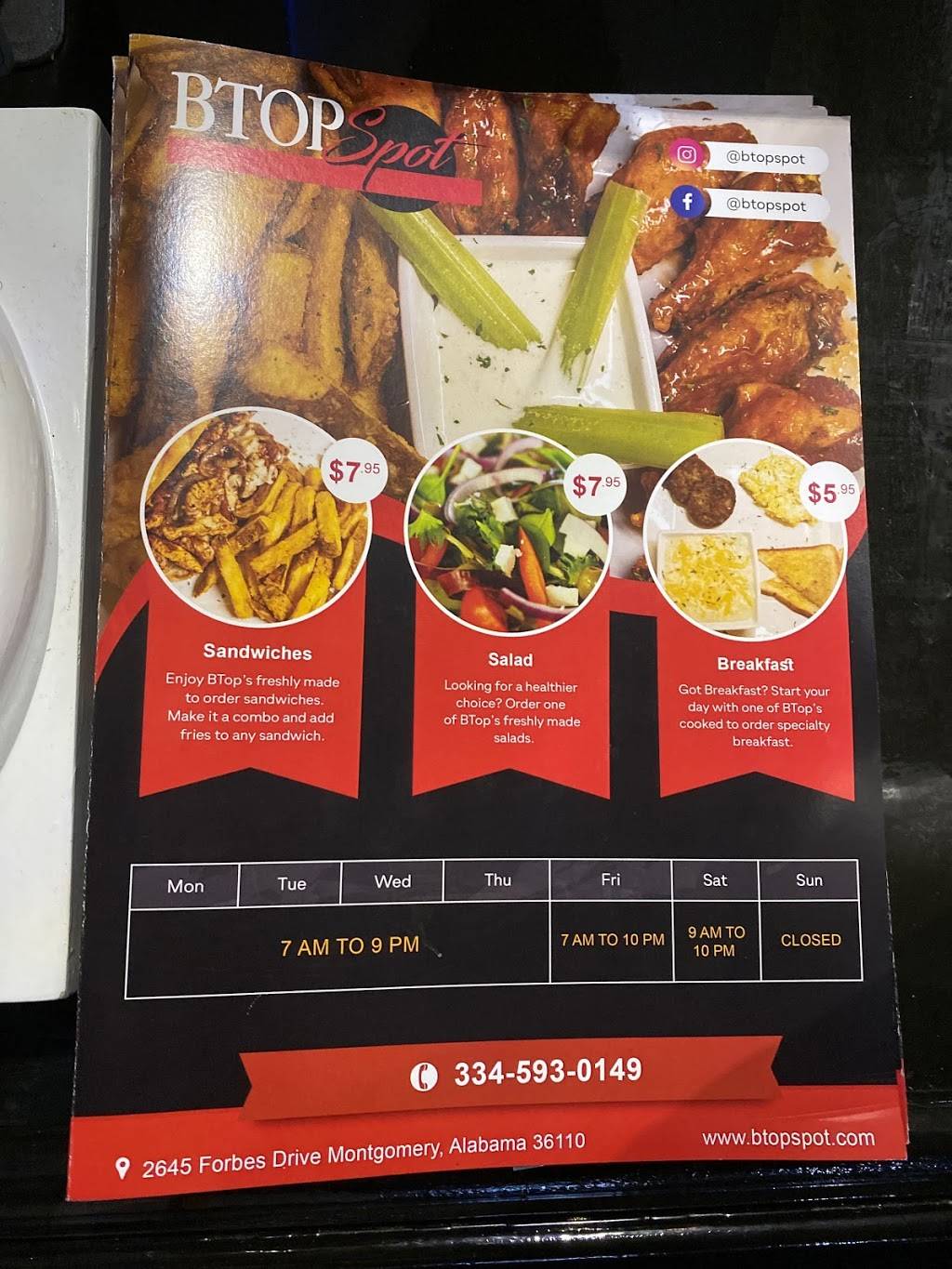 BTOPSPOT | restaurant | 2645 Forbes Dr, Montgomery, AL 36110, USA | 3345930149 OR +1 334-593-0149