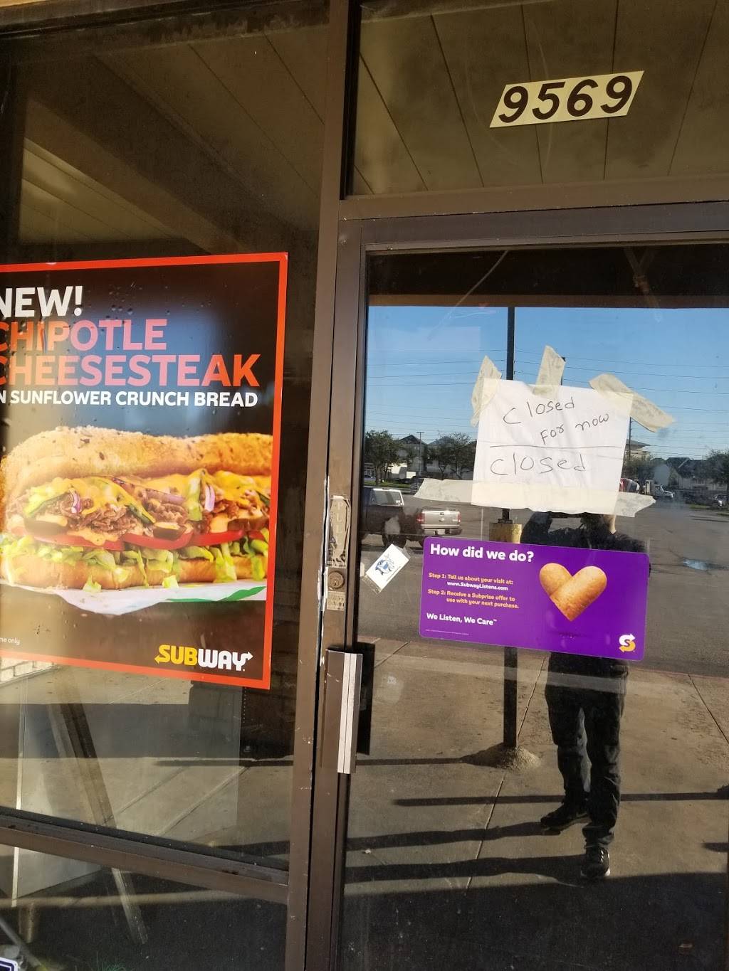 Subway | restaurant | 9569 S Main St Unit 110, Houston, TX 77025, USA | 8327671216 OR +1 832-767-1216