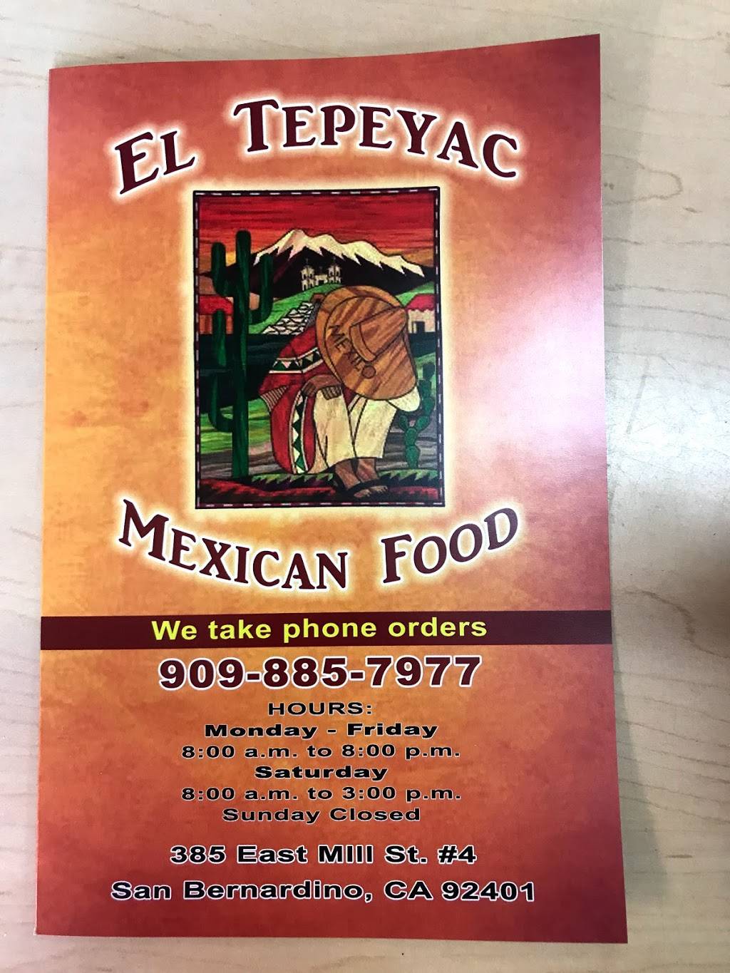 El Tepeyac Restaurant | restaurant | 385 E Mill St, San Bernardino, CA 92408, USA | 9098857977 OR +1 909-885-7977