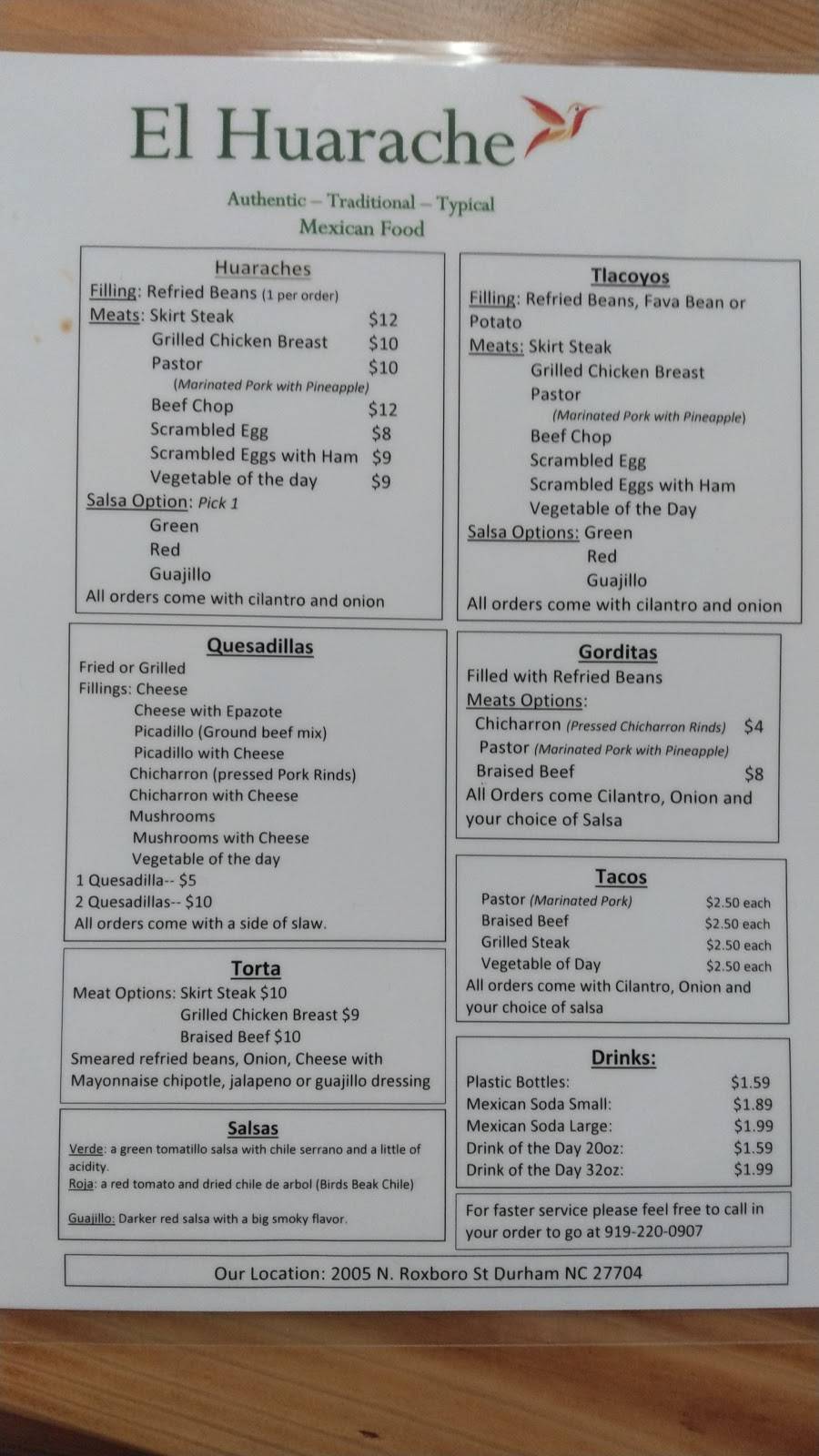 El Huarache | restaurant | 2001 N Roxboro St, Durham, NC 27704, USA | 9192200907 OR +1 919-220-0907