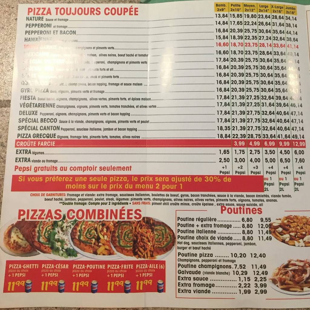 Becco Express Pizza 2 pour 1 | meal delivery | 1667 Rue Principale, Granby, QC J2J 0M9, Canada | 4503783833 OR +1 450-378-3833