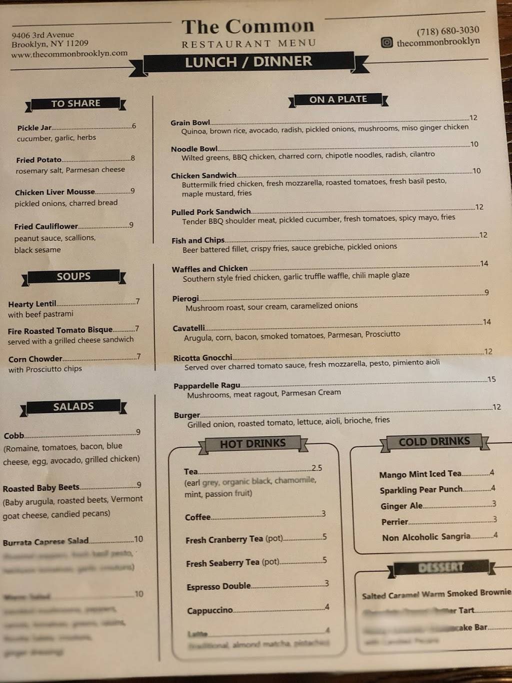 The Common | restaurant | 9406 3rd Ave, Brooklyn, NY 11209, USA | 7186803030 OR +1 718-680-3030