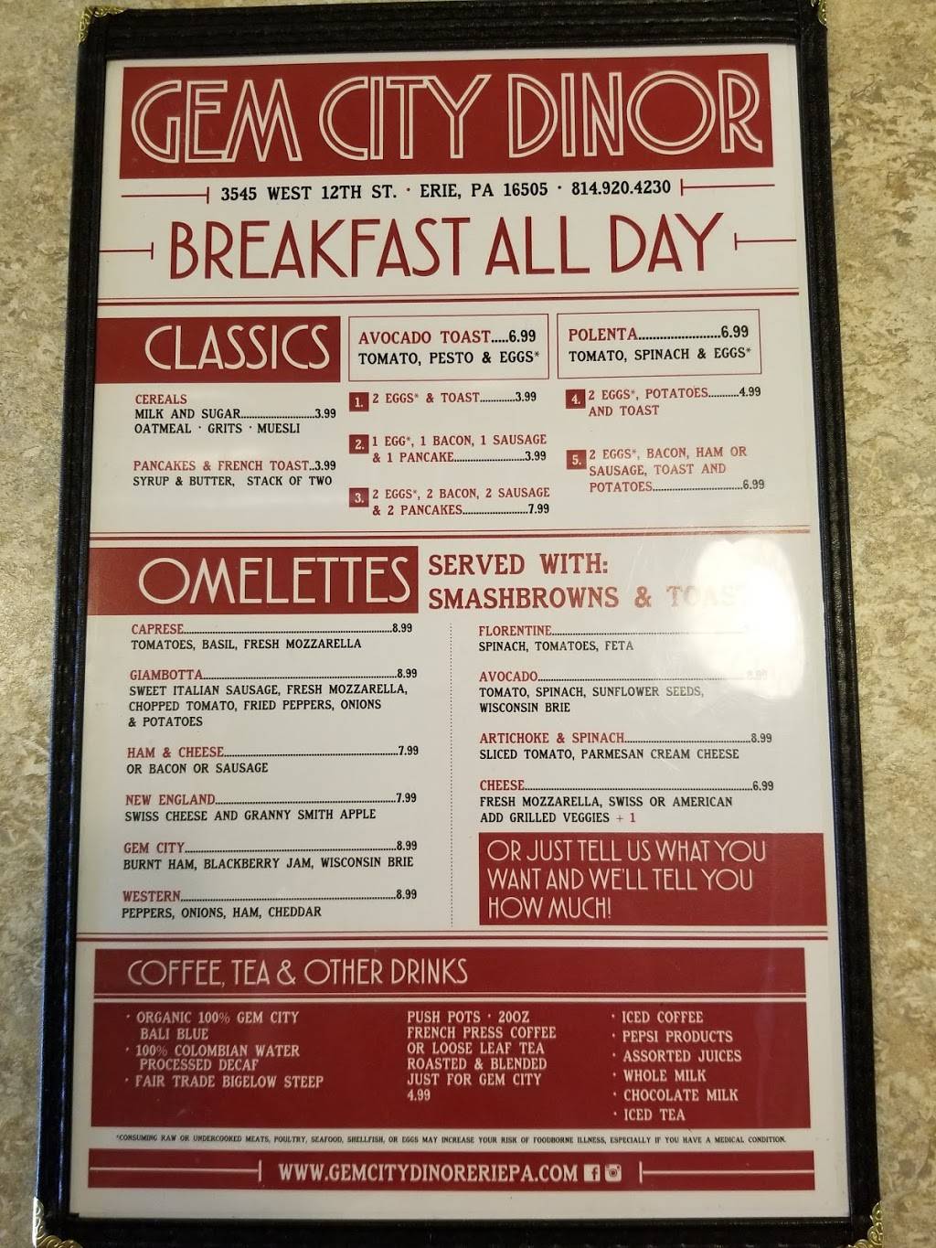 Gem City Dinor | restaurant | 3545 W 12th St, Erie, PA 16505, USA | 8149204230 OR +1 814-920-4230