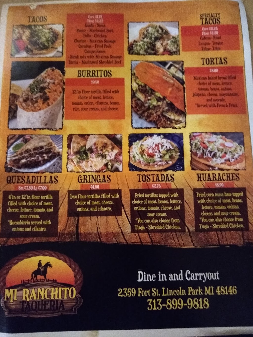 Mi Ranchito | restaurant | 2359 Fort St, Lincoln Park, MI 48146, USA | 3138999818 OR +1 313-899-9818