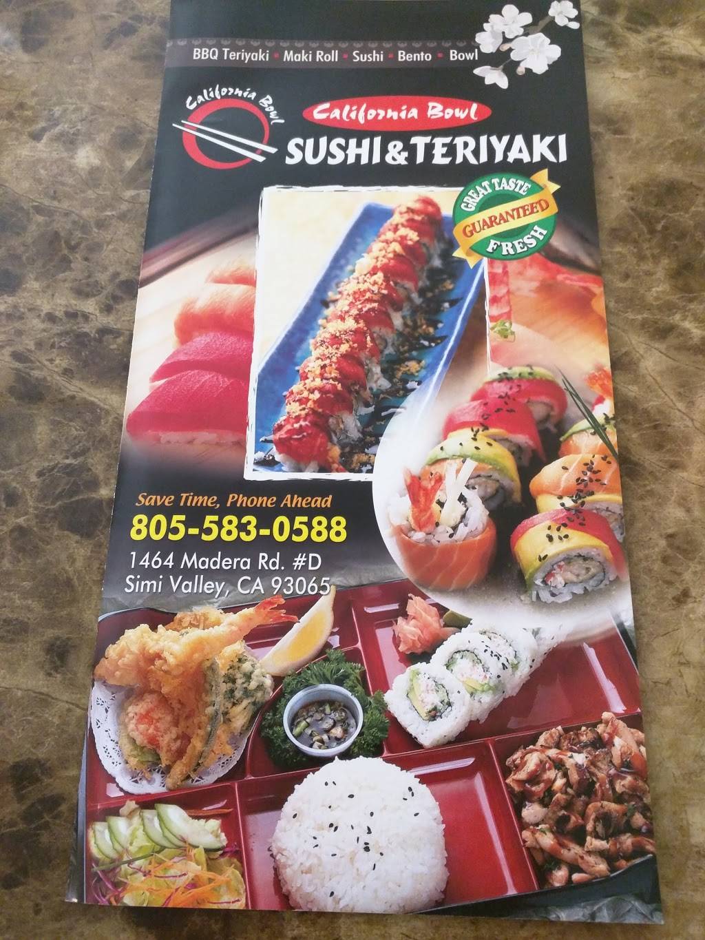 California Bowl Sushi Teriyaki | restaurant | 1464 Madera Rd # D, Simi Valley, CA 93065, USA | 8055830588 OR +1 805-583-0588