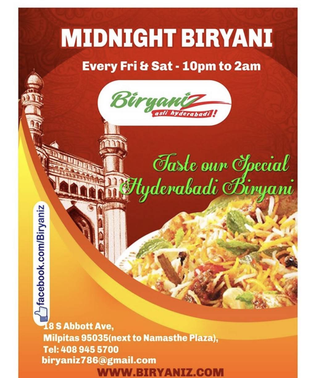 Biryanizus | restaurant | 18 S Abbott Ave, Milpitas, CA 95035, USA | 4089455700 OR +1 408-945-5700