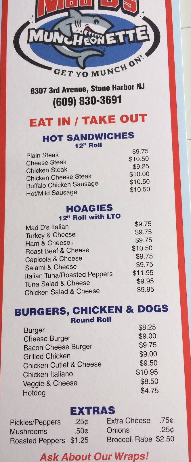 Mad Ds Muncheonette | restaurant | 8307 3rd Ave, Stone Harbor, NJ 08247, USA | 6098303691 OR +1 609-830-3691