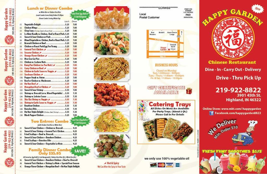 Jins Happy Garden Restaurant | restaurant | 3901 45th St, Highland, IN 46322, USA | 2199228822 OR +1 219-922-8822