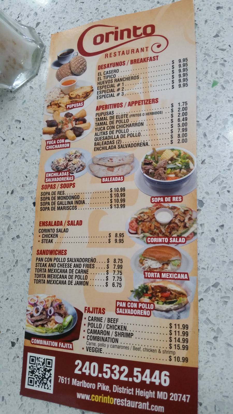 Corinto Restaurant | restaurant | 7611 Marlboro Pike, District Heights, MD 20747, USA | 2405325446 OR +1 240-532-5446