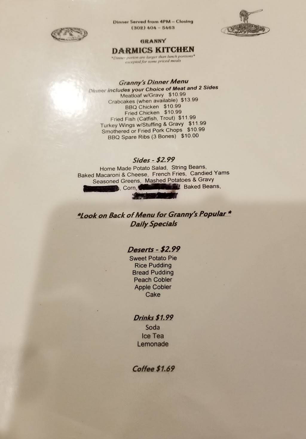 Granny Darmics Kitchen | restaurant | 17092 S Dupont Hwy, Harrington, DE 19952, United States | 3024045463 OR +1 302-404-5463