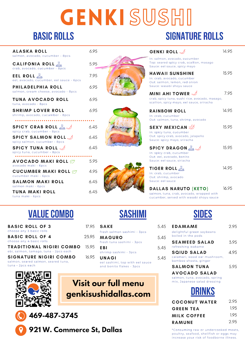 Genki Sushi | restaurant | 921 W Commerce St Suite K17, Dallas, TX 75208, USA | 4694873745 OR +1 469-487-3745