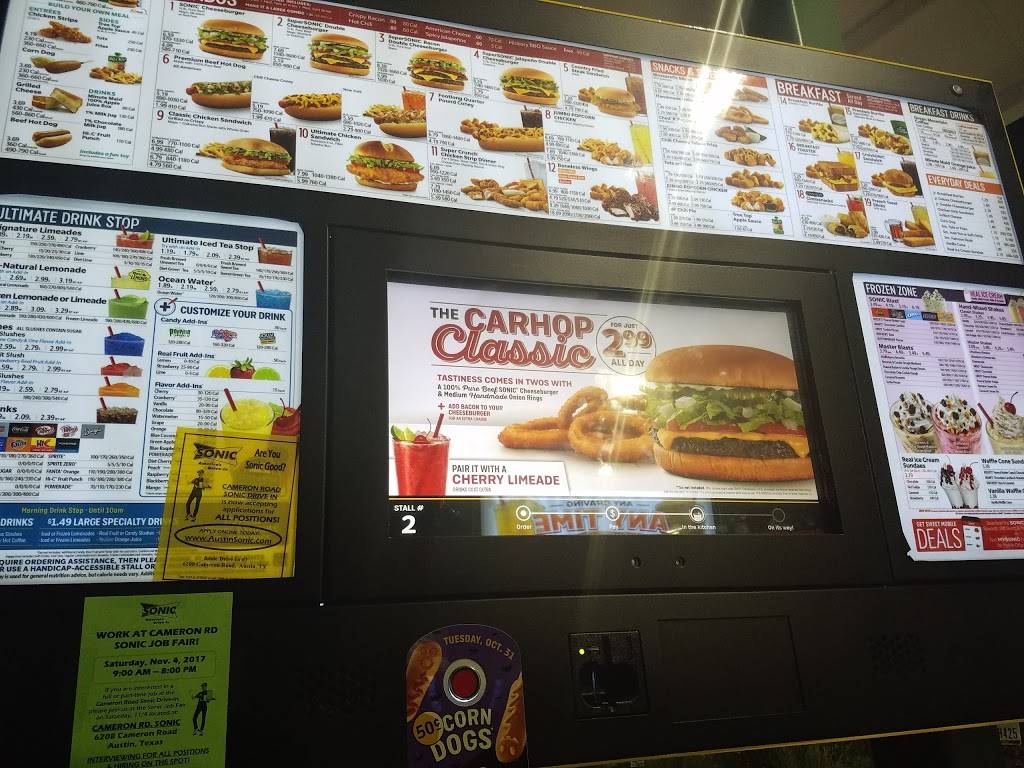 Sonic Drive-In | restaurant | 6208 Cameron Rd, Austin, TX 78723, USA | 5124597740 OR +1 512-459-7740