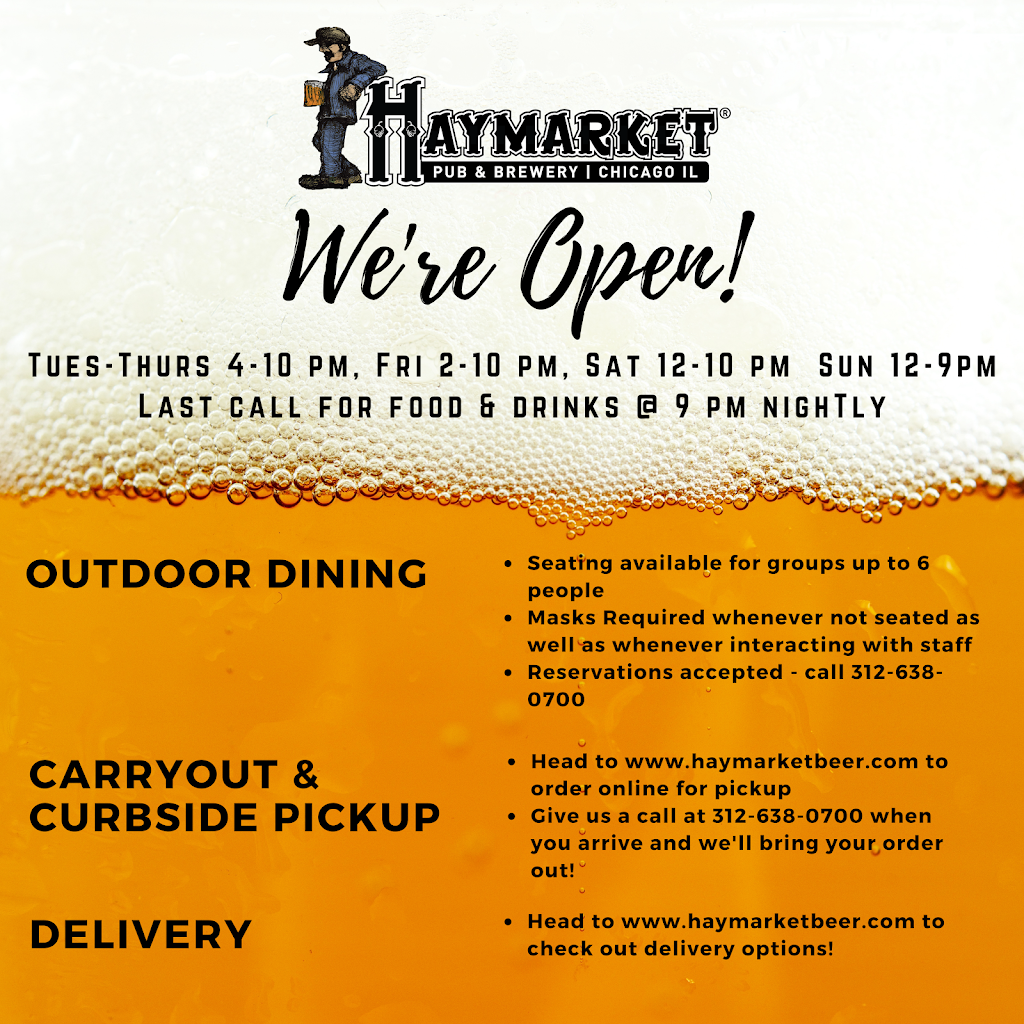 Haymarket Pub & Brewery | restaurant | 737 W Randolph St, Chicago, IL 60661, USA | 3126380700 OR +1 312-638-0700