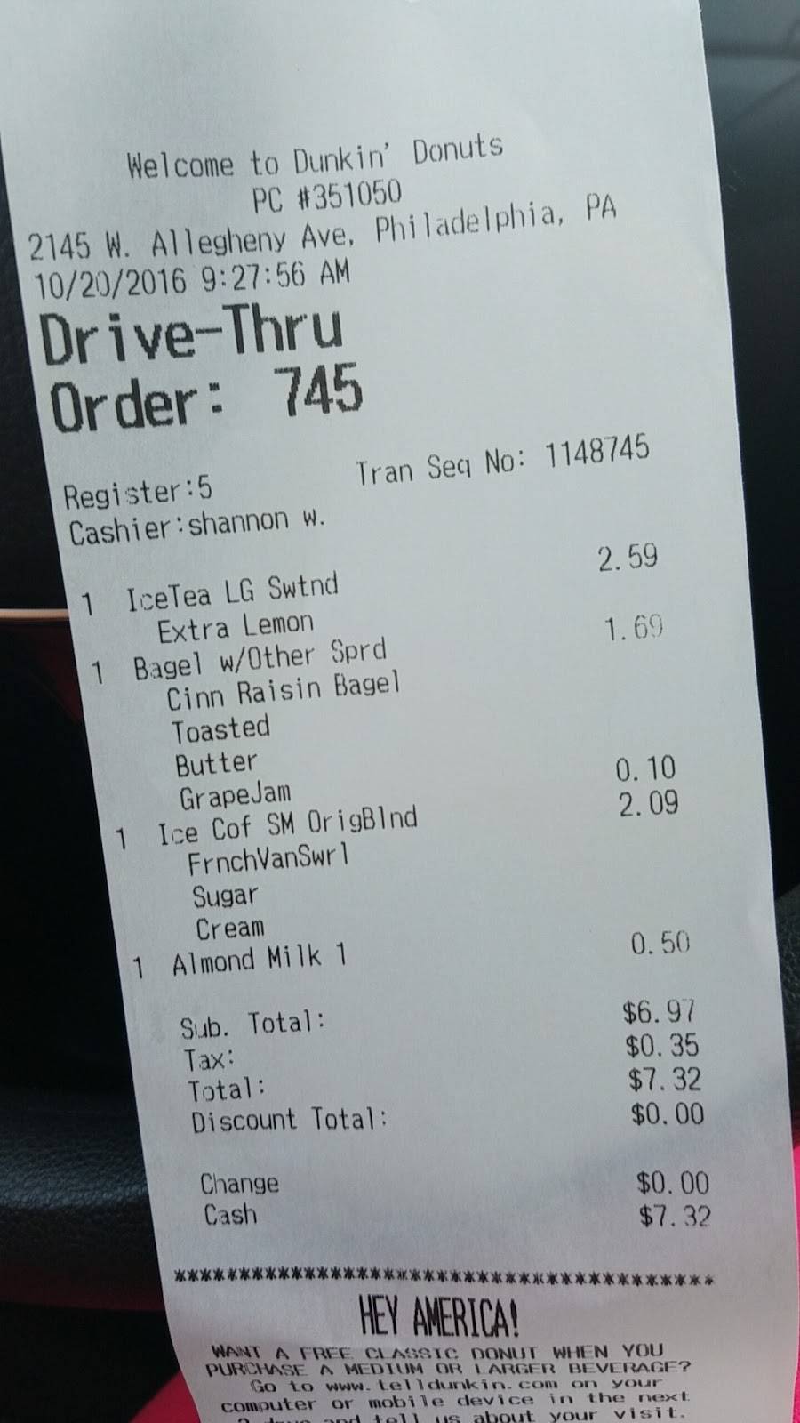 Dunkin | cafe | 2145 W Allegheny Ave, Philadelphia, PA 19132, USA | 2672730290 OR +1 267-273-0290