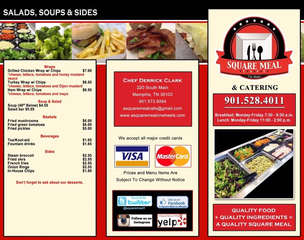A Square Meal Cafe Main | restaurant | 220 S Main St, Memphis, TN 38103, USA | 9015284750 OR +1 901-528-4750