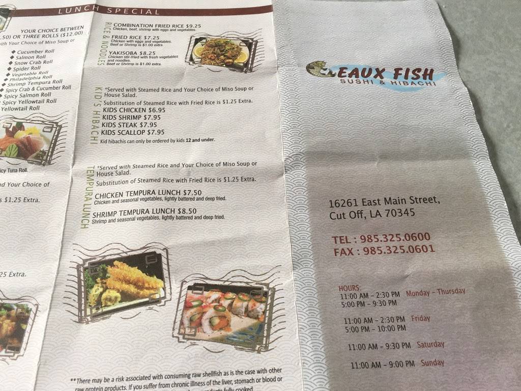 Geaux Fish | restaurant | 16261 E Main St, Cut Off, LA 70345, USA | 9853250600 OR +1 985-325-0600