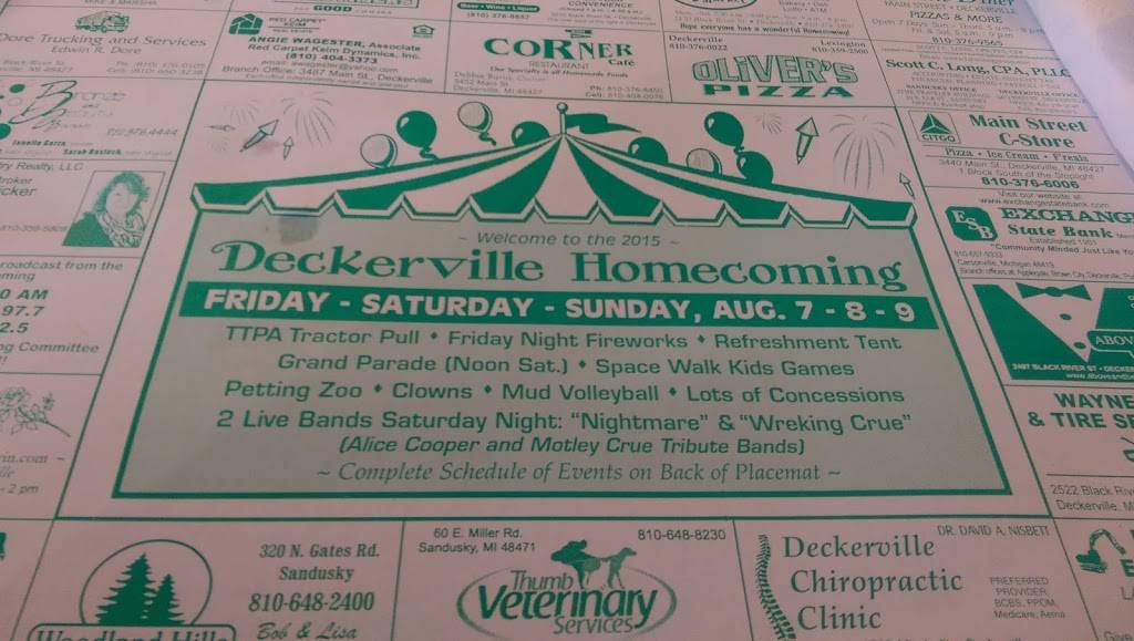 Corner Cafe | restaurant | 3452 Main St, Deckerville, MI 48427, USA | 8103768450 OR +1 810-376-8450