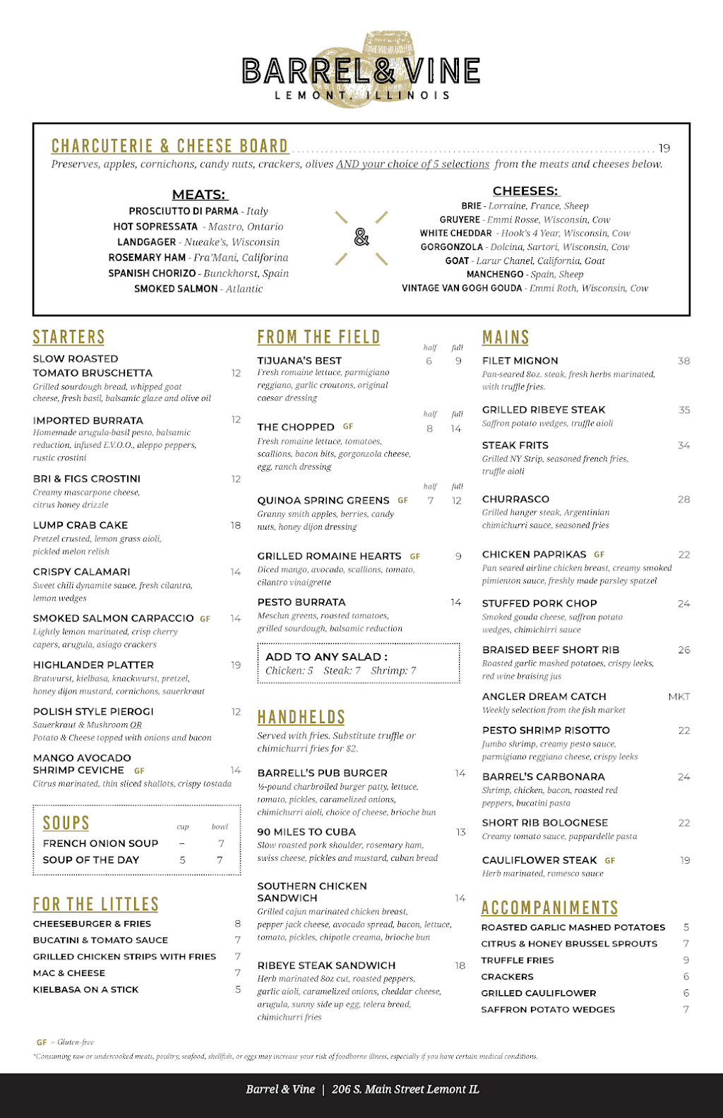 Barrel & Vine | restaurant | 206 Main St, Lemont, IL 60439, USA | 6303128687 OR +1 630-312-8687