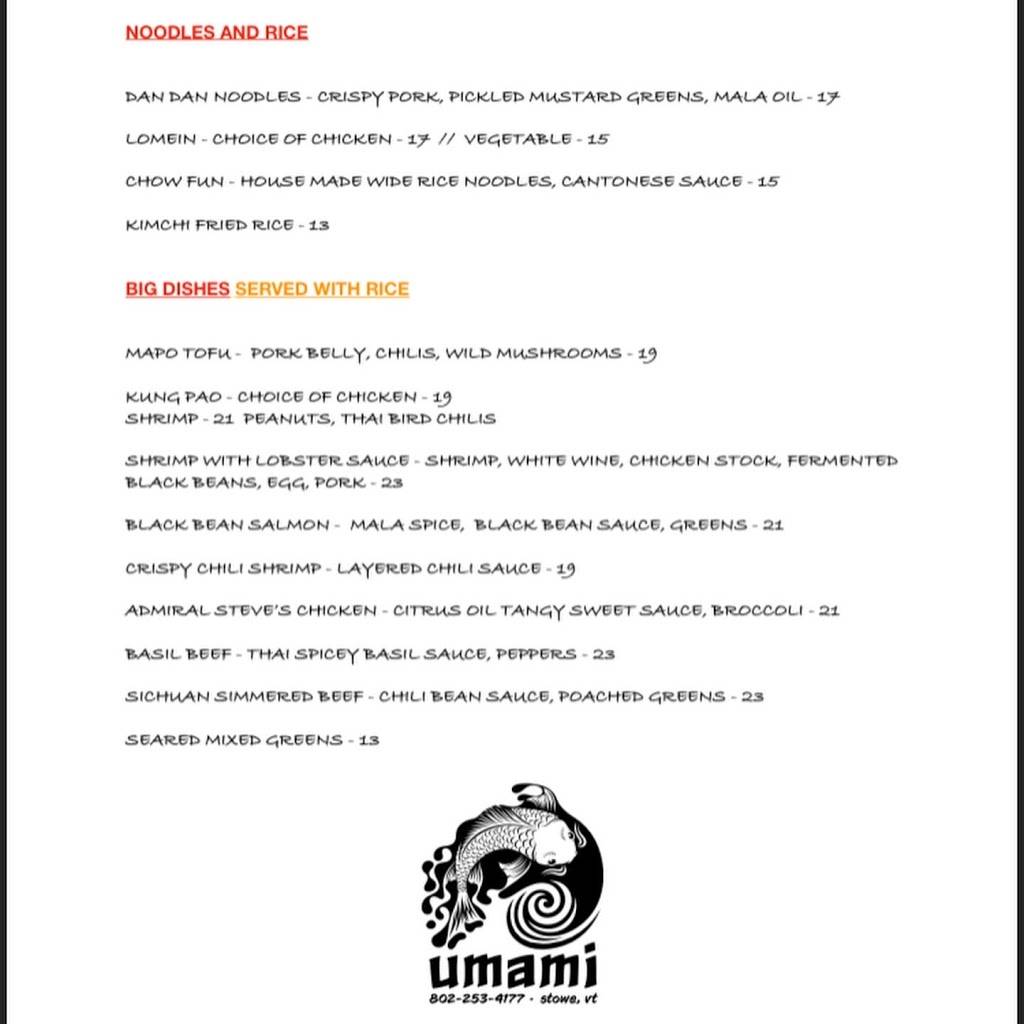 Umami | restaurant | 151 Main St, Stowe, VT 05672, USA | 8022534177 OR +1 802-253-4177