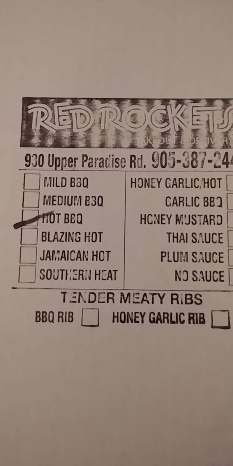 Red Rockets | restaurant | 930 Upper Paradise Rd, Hamilton, ON L9B 2N1, Canada | 9053872442 OR +1 905-387-2442