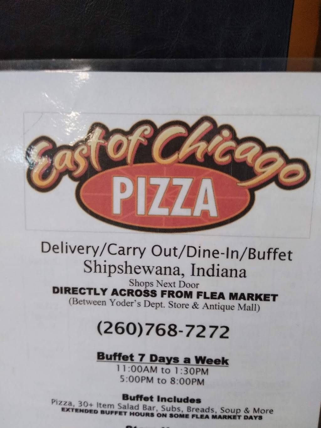 East of Chicago | restaurant | 9197, 350 S Van Buren St # C, Shipshewana, IN 46565, USA | 2607687272 OR +1 260-768-7272