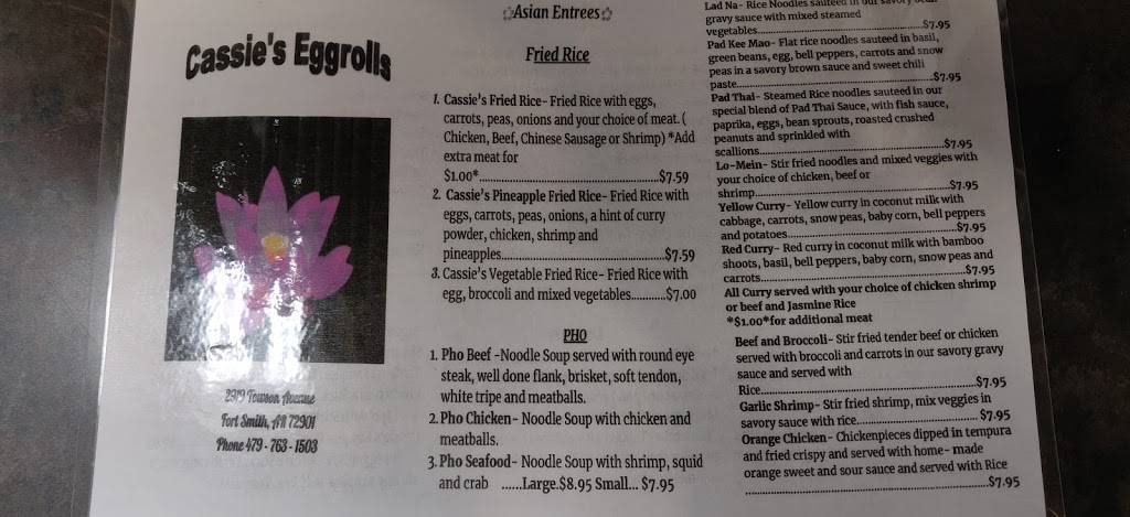 Cassies Eggroll Express | restaurant | 10894-0026-00001-01, Fort Smith, AR 72904, USA | 4797631503 OR +1 479-763-1503