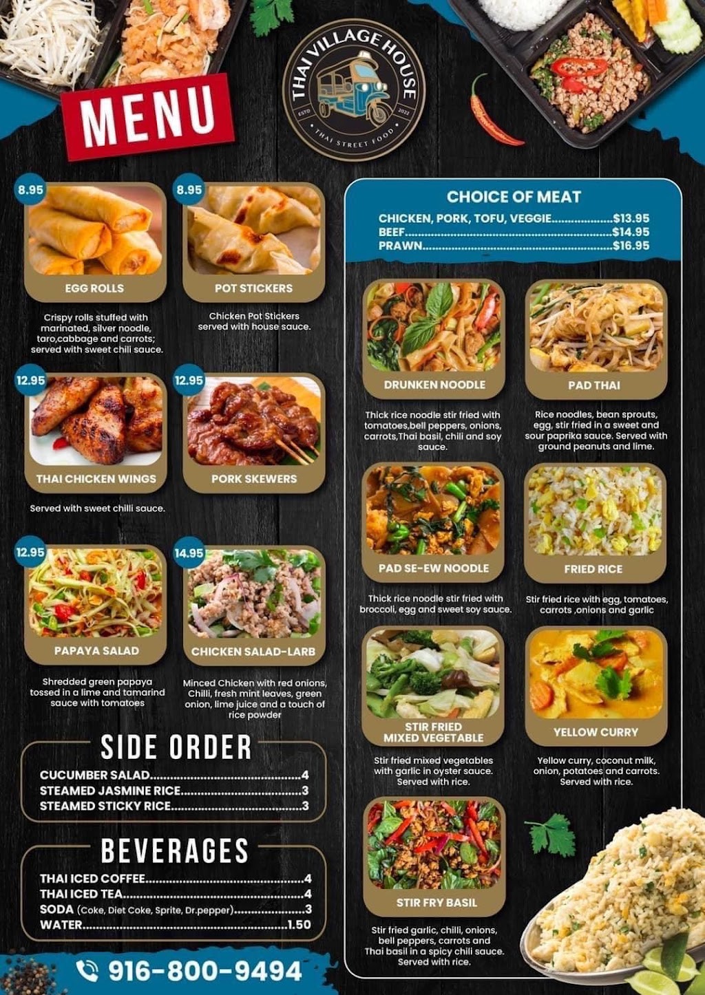 Thai Village House | restaurant | 3215 Boulder Creek Pl, Penryn, CA 95663, USA | 9168009494 OR +1 916-800-9494