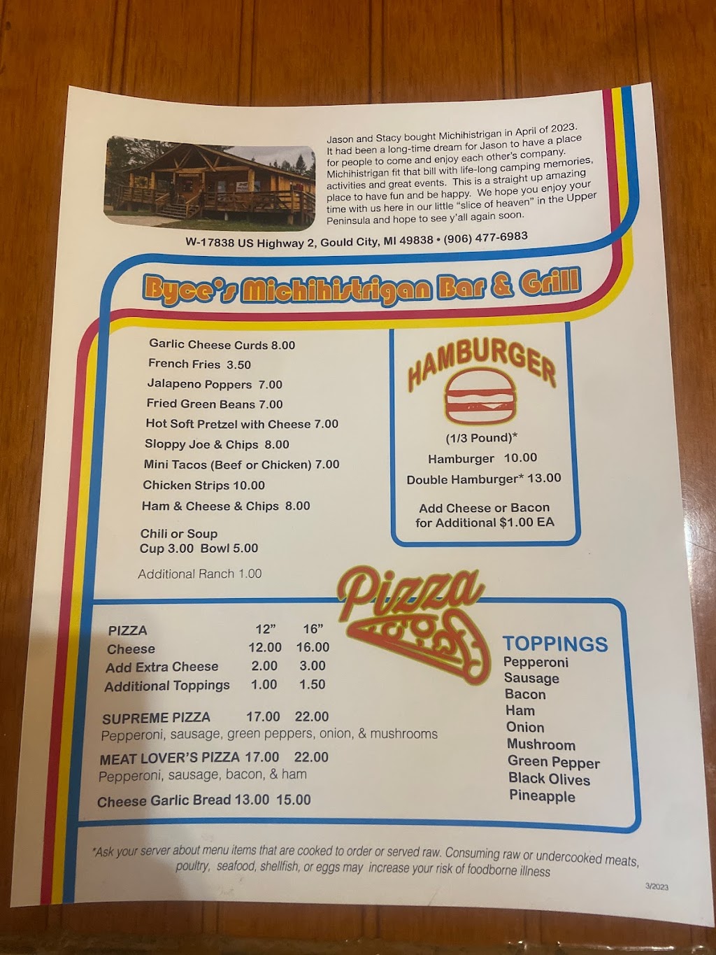 Byce’s Michihistrigan | restaurant | W, 17838 U.S. Rte 2, Gould City, MI 49838, USA | 9064776983 OR +1 906-477-6983