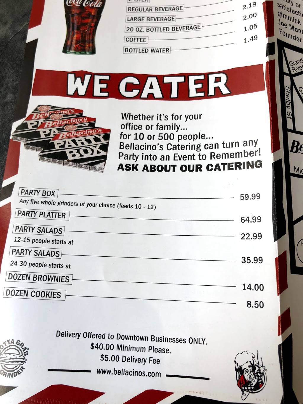 Bellacinos Pizza & Grinders | restaurant | 1001 Woodward Ave Ste 100, Detroit, MI 48226, USA | 3139633000 OR +1 313-963-3000